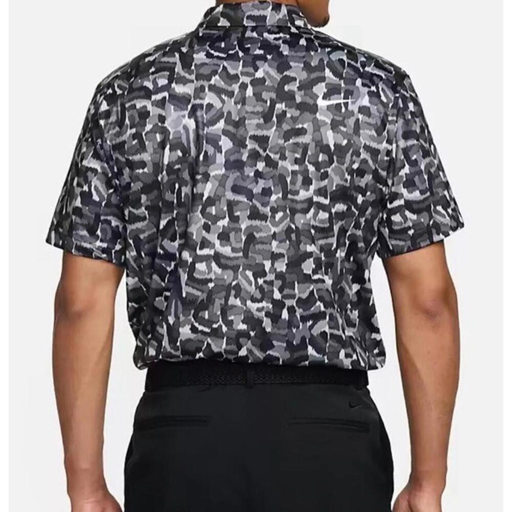 Nike Tour Dri-FIT Rake Lines All Over Print Golf Polo Grey White Sz S FD5939-077 - Picture 2 of 6
